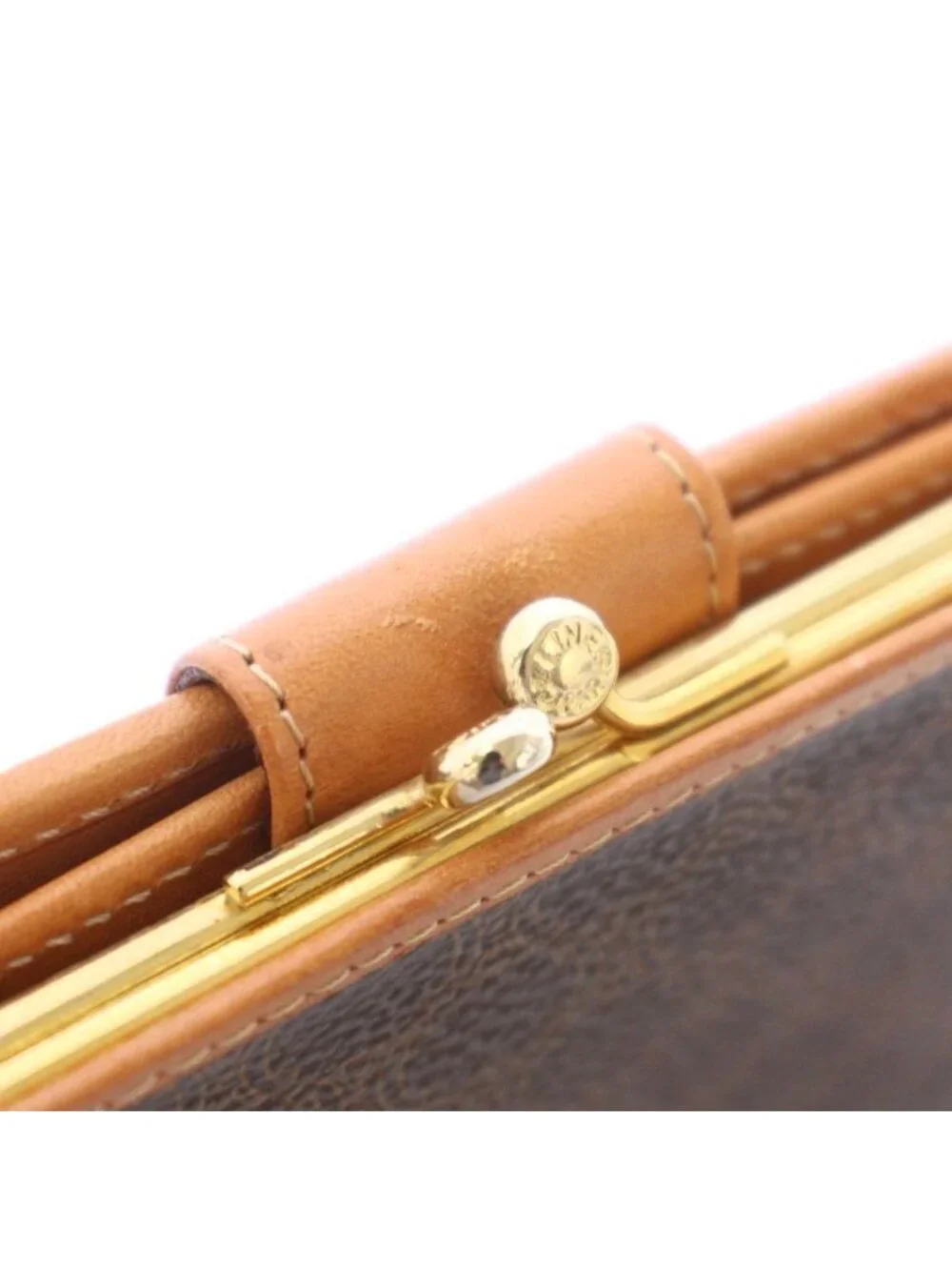 Celine Macadam Kiss Lock Bifold Wallet Brown TK 49
